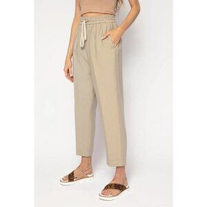 Forte Forte Sand-Washed Drawstring Khaki Trousers Euro Old Money Luxury Pants